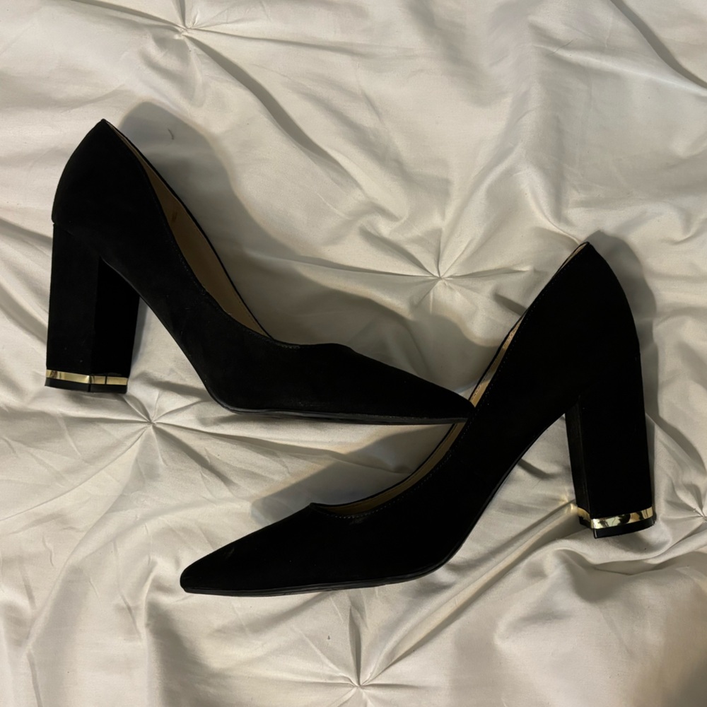 Marc Fisher Black Heels with Gold Accents